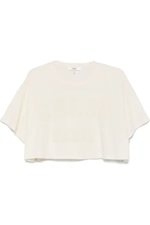 Chloé Tops, Dames, , M, Polyester, Crew Neck Korte Mouw Tops