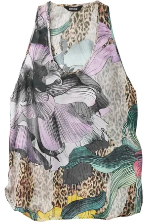 Roberto Cavalli Tops, Dames, Veelkleurig, 2Xs, Chiffon, Bloemenprint Chiffon Top