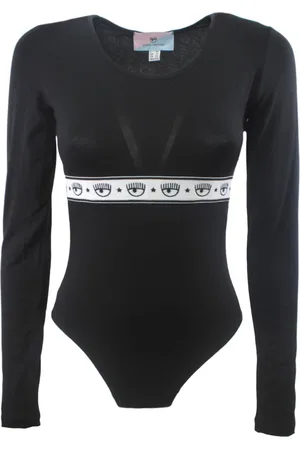 Chiara Ferragni Tops, Dames, Zwart, 2Xs, Katoen, Lange mouw katoenen body