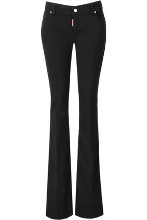 Dsquared2 Jeans, Dames, Zwart, S, Katoen, Zwarte Flare Jeans met Medium Taille