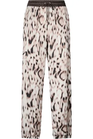Liu Jo Broeken, Dames, Veelkleurig, S, Satijn, Dierenprint Jogger Broek Trendy Stijl