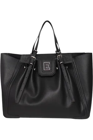 ERMANNO SCERVINO Tassen, Dames, Zwart, ONE Size, Leer, Eco-leren tote tas met voorlogo