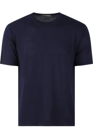 LOW BRAND Tops, Heren, Blauw, L, Katoen, Gekamd Katoen Crewneck T-shirt