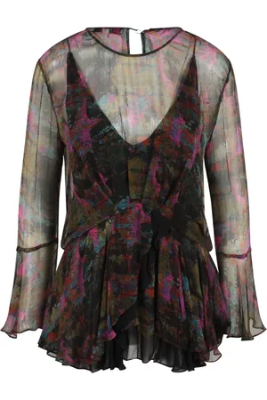 IRO Blouses & Shirts, Dames, Veelkleurig, M, Zijden Ruche Blouse Semi-Transparante Stijl