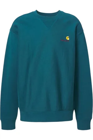 Carhartt Sweatshirts & Hoodies, Heren, Groen, L, Katoen, Katoenen Crewneck Sweatshirt met Logo