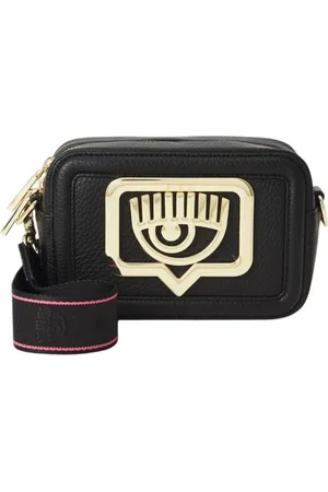 Chiara Ferragni Tassen, Dames, Zwart, ONE Size, Leer, Eco-leren Schoudertas met Logo
