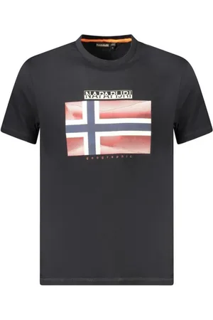 Napapijri Tops, Heren, Zwart, XL, Katoen, Katoenen Crew Neck T-Shirt