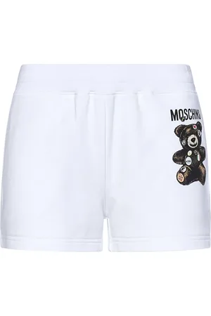 Moschino Korte broeken, Dames, Wit, S, Katoen, Witte Teddy Bear Print Shorts