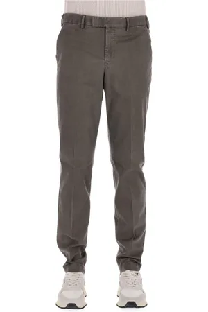 PT Torino Broeken, Heren, Grijs, XL, Katoen, Grijze op maat gemaakte katoenen broek