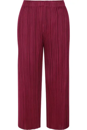 Issey Miyake Broeken, Dames, Bruin, M, Polyester, Maart Geplooide Broek