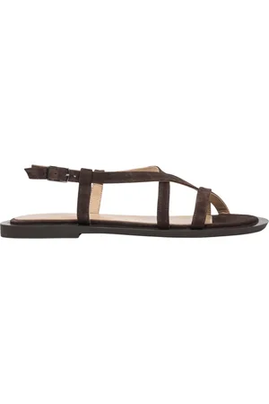 Estro Schoenen, Dames, Bruin, 39 EU, Bruine sandalen voor vrouwen gemaakt van echt velours met een kruisband