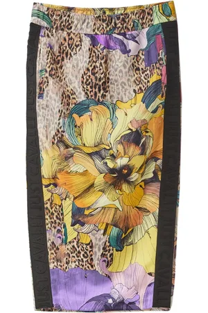 Roberto Cavalli Rokken, Dames, Veelkleurig, L, Polyester, Bloemenprint Elastische Taille Rok