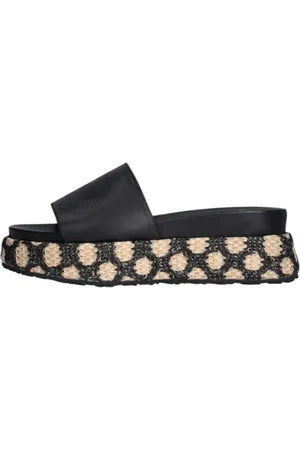 Liu Jo Schoenen, Dames, Zwart, 38 EU, Wig Sandalen met Voorlogo