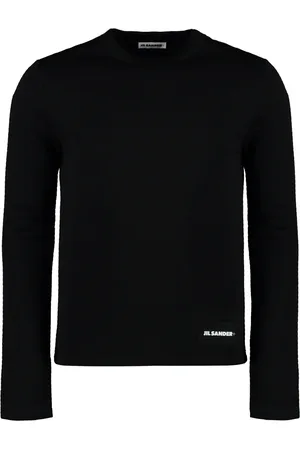 Jil Sander Tops, Heren, Zwart, S, Wol, Long Sleeve T-Shirt met Ritsdetail