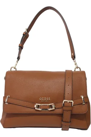Guess Tassen, Dames, Bruin, ONE Size, Leer, Eco-leren dames tas met voorlogo
