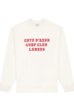 LANEUS Sweatshirts & Hoodies, Heren, Wit, XL, Katoen, Katoenen ronde hals sweatshirt