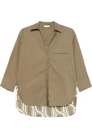 Liu Jo Blouses & Shirts, Dames, Groen, S, Katoen, Elegante Franse Kraag Katoenen Overhemd