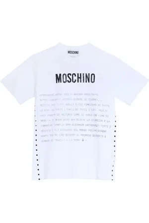Moschino Tops, Heren, Wit, S, Katoen, Witte Katoenen T-shirt met Logo Print