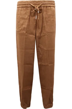 Dondup Broeken, Dames, Bruin, W30, Linnen, Linnenmix broek Made in Italy