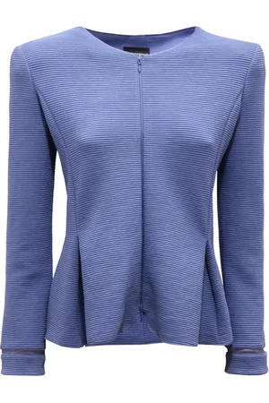 Emporio Armani Jassen, Dames, Blauw, S, Costa Azzurra Full-Zip Jas