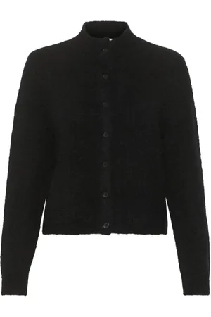 Gestuz Truien, Dames, Zwart, 2Xs, Zwarte Cardigan met Hoge Hals