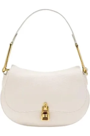 Coccinelle Tassen, Dames, Wit, ONE Size, Leer, Witte Twist Lock Leren Tas