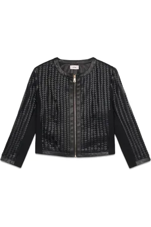 Oltre Jassen, Dames, Zwart, 2Xl, Pailletten, Korte jas met laserbewerking