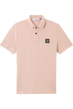 Stone Island Tops, Heren, Roze, M, Katoen, Polo T-shirt met korte mouwen