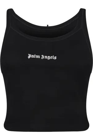 Palm Angels Tops, Dames, Zwart, S, Katoen, Stijlvol Zwart Katoenen Top