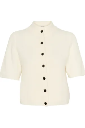 Gestuz Truien, Dames, , M, Korte Ivoor Cardigan met Hoge Hals