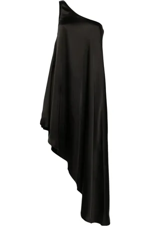 Norma Kamali Kleedjes, Dames, Zwart, S, Diagonale One Shoulder Tuniek