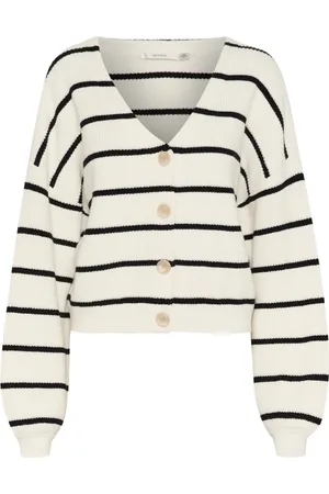 Gestuz Truien, Dames, , M, Katoen, Gestreepte Vest met Pofmouwen