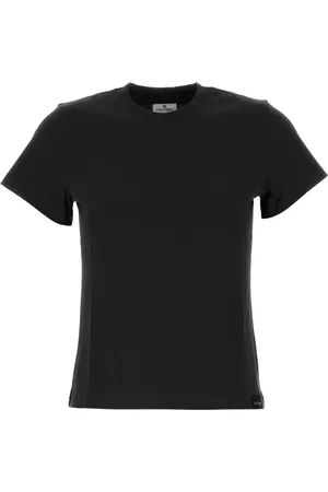 Courrèges Tops, Dames, Zwart, S, Katoen, Klassiek Zwart Katoenen T-shirt