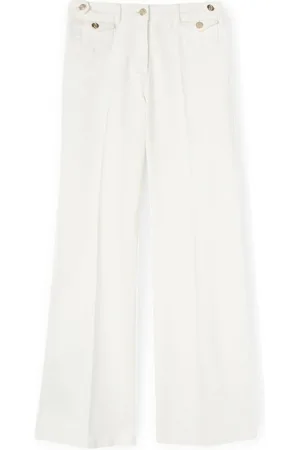 Motivi Broeken, Dames, Wit, S, Katoen, Uitlopende broek met zakken