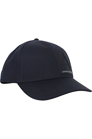 Armani Exchange Accessoires, Heren, Blauw, ONE Size, Katoen, Katoenen Baseballpet met reliëflogo