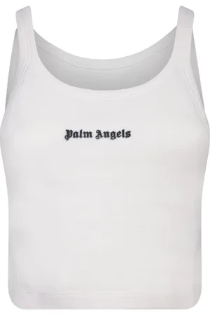 Palm Angels Tops, Dames, Wit, S, Katoen, Chique witte top met logoprint