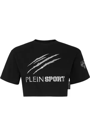 Philipp Plein Tops, Dames, Zwart, L, Katoen, Zwarte Korte Logo Top
