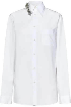Nº21 Blouses & Shirts, Dames, Wit, S, Witte Kristal Geborduurde Overhemd met Lange Mouwen
