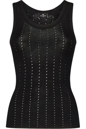 Etro Tops, Dames, Zwart, XS, Zwarte Gestreepte Mouwloze Top