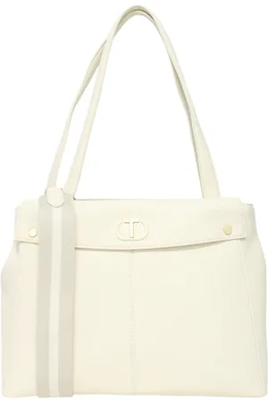Twin-Set Tassen, Dames, Wit, ONE Size, Leer, Tote tas van imitatieleer met voorlogo