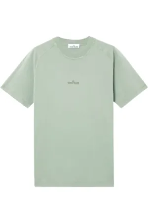 Stone Island Tops, Heren, Groen, XL, Katoen, Reflecterend Logo T-shirt