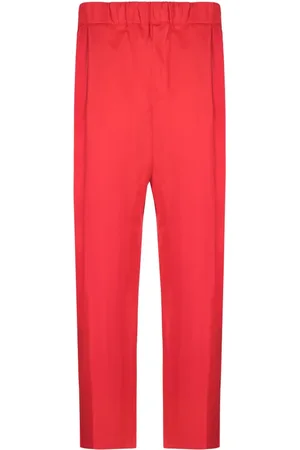 LANEUS Broeken, Heren, Rood, L, Katoen, Wijde pijp monopence broek
