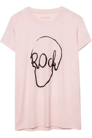 Zadig & Voltaire Tops, Dames, Roze, S, Skull Print Tee