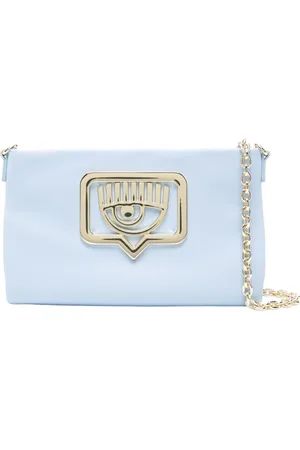 Chiara Ferragni Tassen, Dames, Blauw, ONE Size, Leer, Eco-leren Schoudertas met Logo