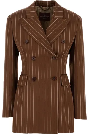 ERMANNO SCERVINO Jassen, Dames, Bruin, S, Dubbel-Breasted Jas Gessato