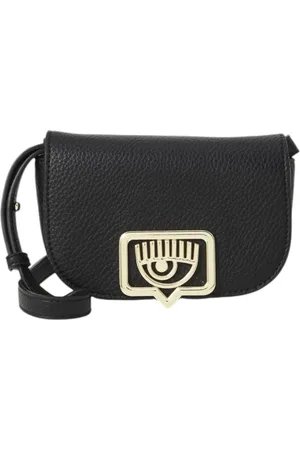 Chiara Ferragni Tassen, Dames, Zwart, ONE Size, Leer, Eco-leren Schoudertas met Voorlogo