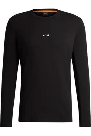 HUGO BOSS Tops, Heren, Zwart, L, Stijlvolle Top met Lange Mouwen