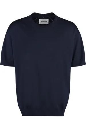 Jil Sander Truien, Heren, Blauw, L, Wol, Rondgebreide trui