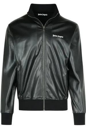 Palm Angels Jassen, Heren, Zwart, S, Leer, Track Jacket