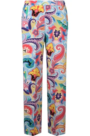 Etro Broeken, Dames, Veelkleurig, XS, Zijden Paisley Palazzo Broek